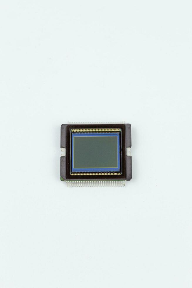 Image sensor inside digital camera, ccd, cmos on white background photo