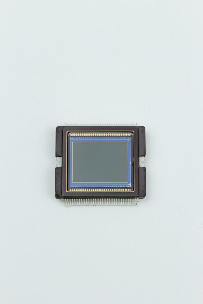 Image sensor inside digital camera, ccd, cmos on white background photo