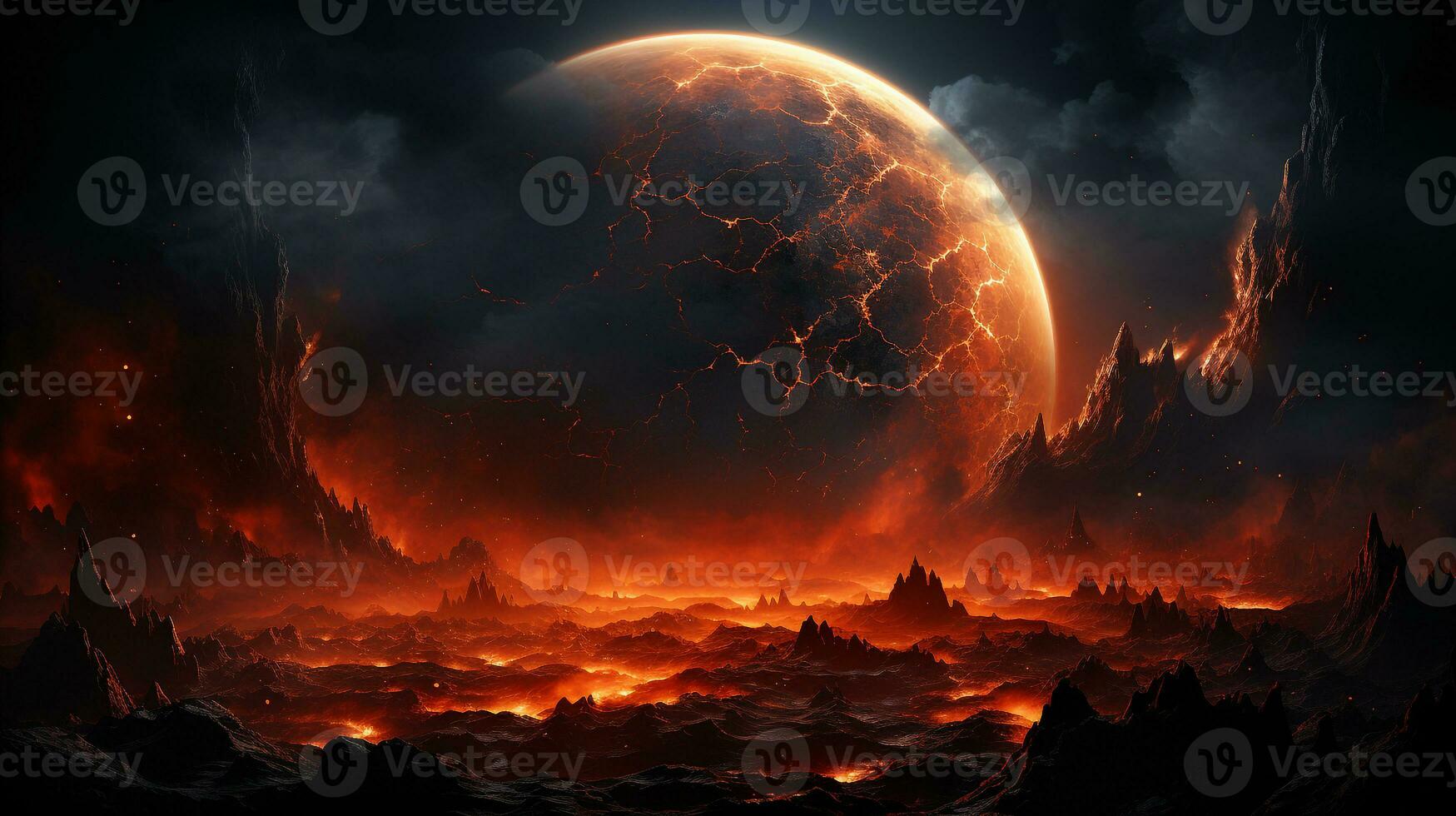 AI generated Background view of the planet Mars photo