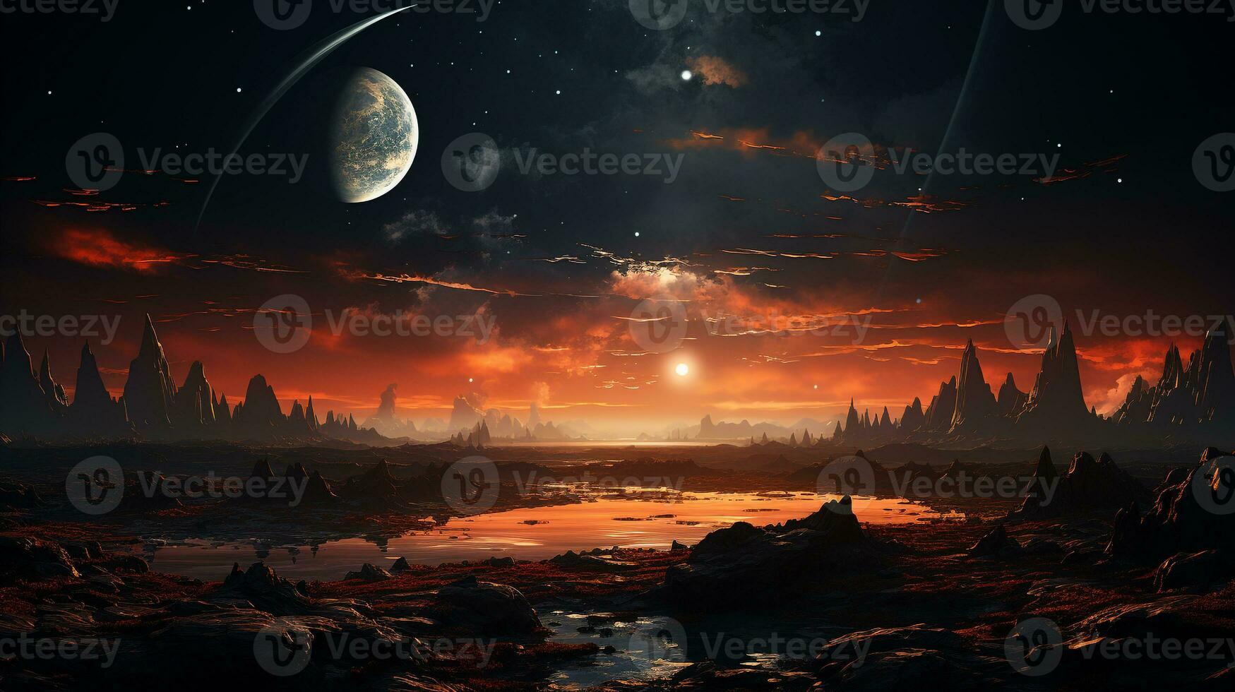 AI generated Background view of the planet Mars photo