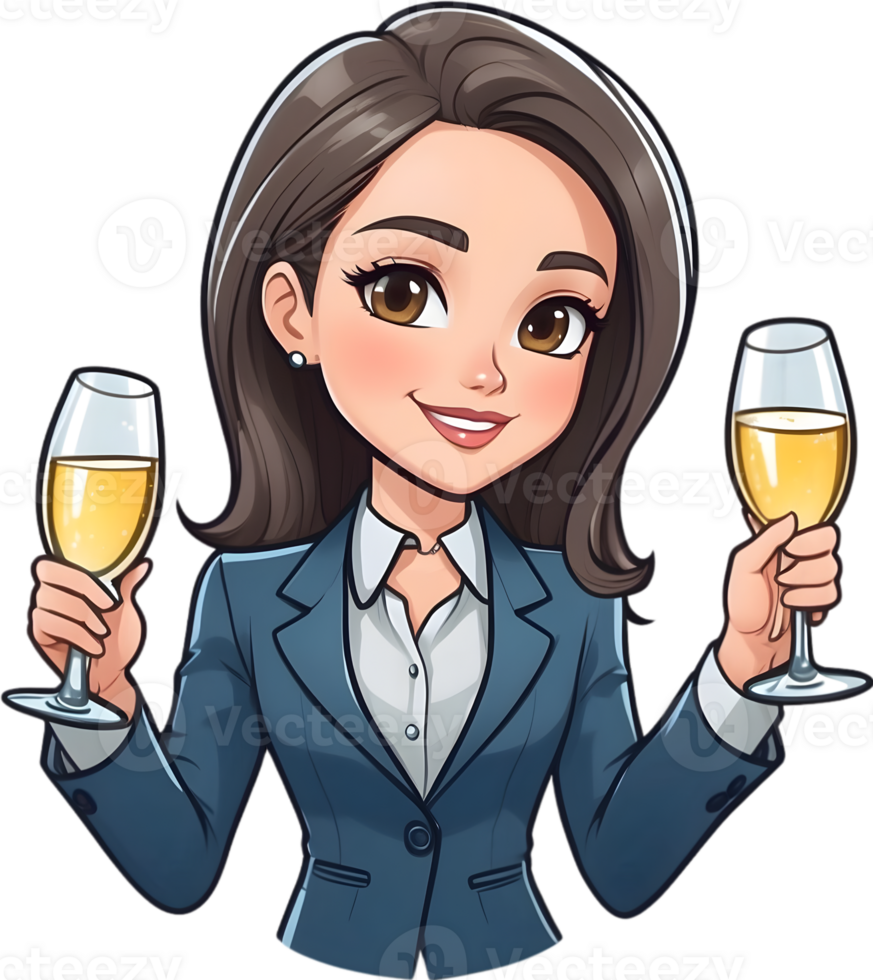 AI generated a cartoon characters holding  glasses of champagne png