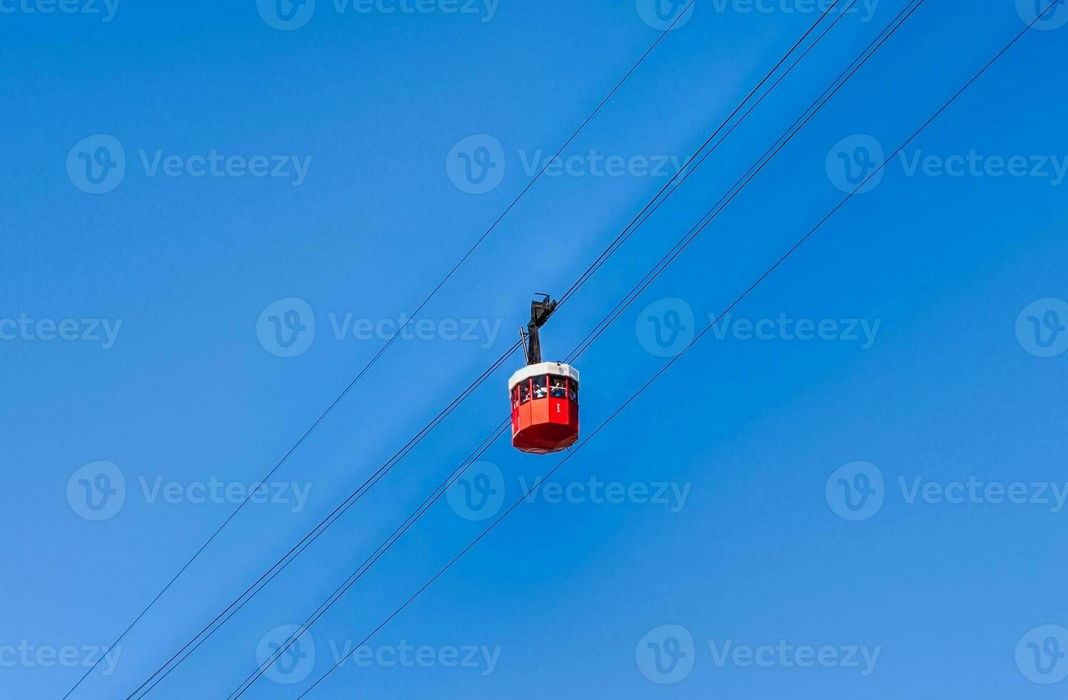 Red wagon of the cablecar in Barcelona, Catalonia, Spain photo