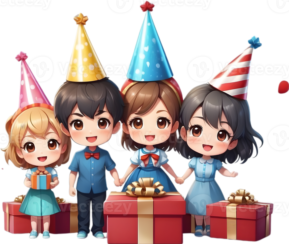 AI generated family party with sofa and giftbox png