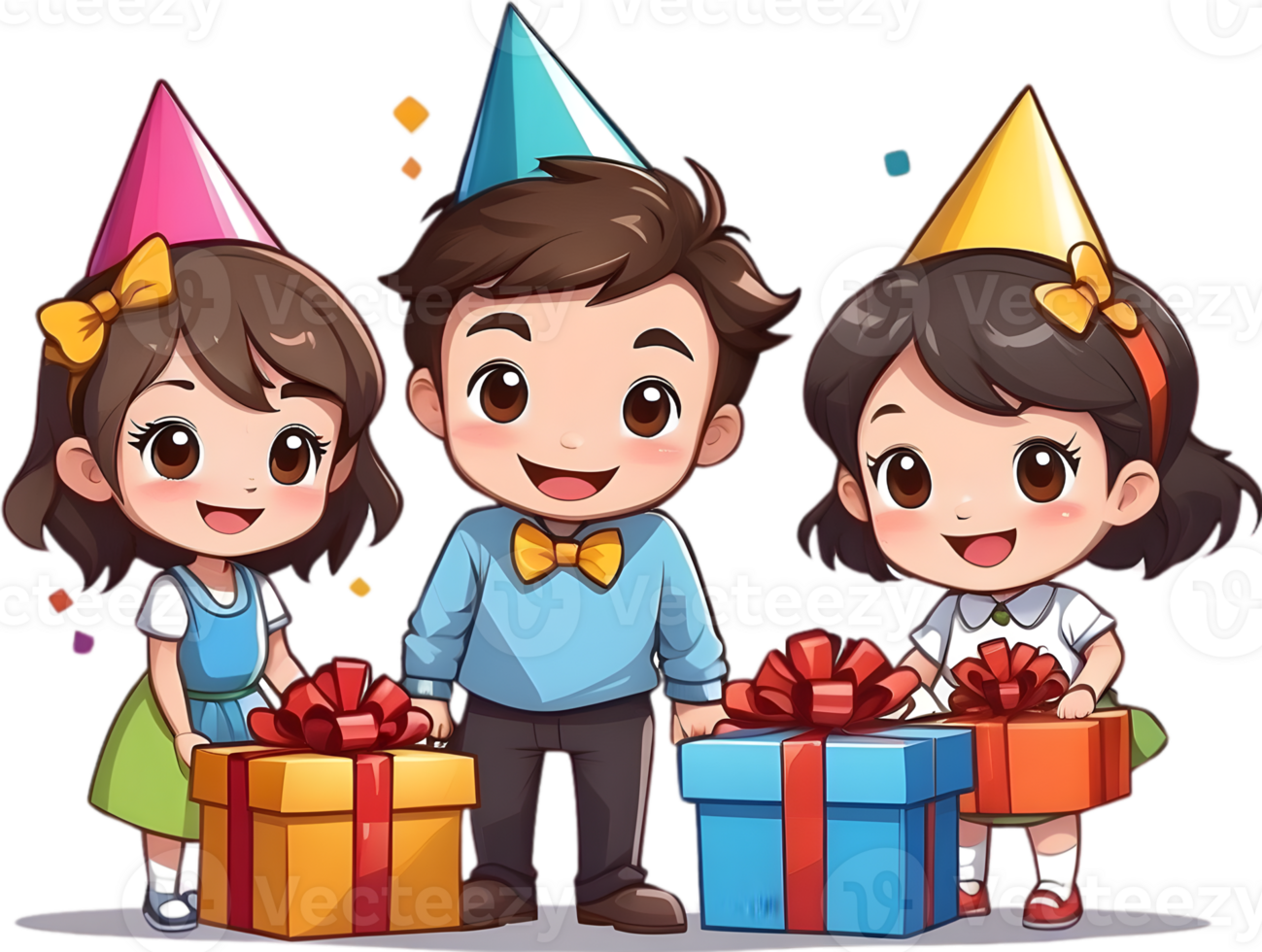 AI generated family party with sofa and giftbox png