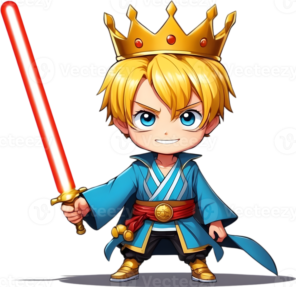 AI generated cute boy  cartoon character with saber png