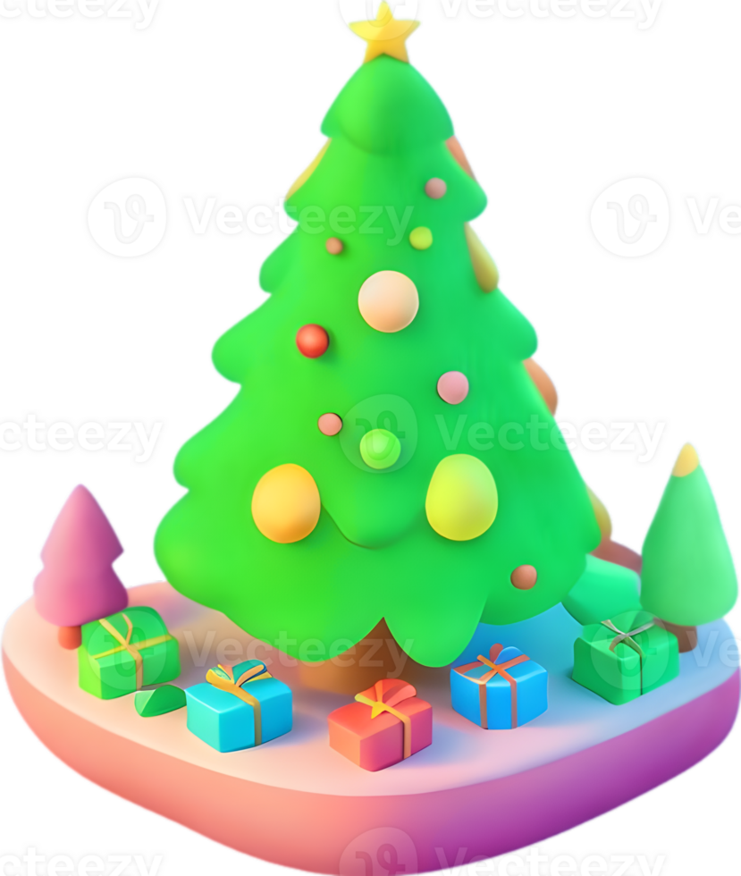 AI generated christmas tree cartoon ai generative png