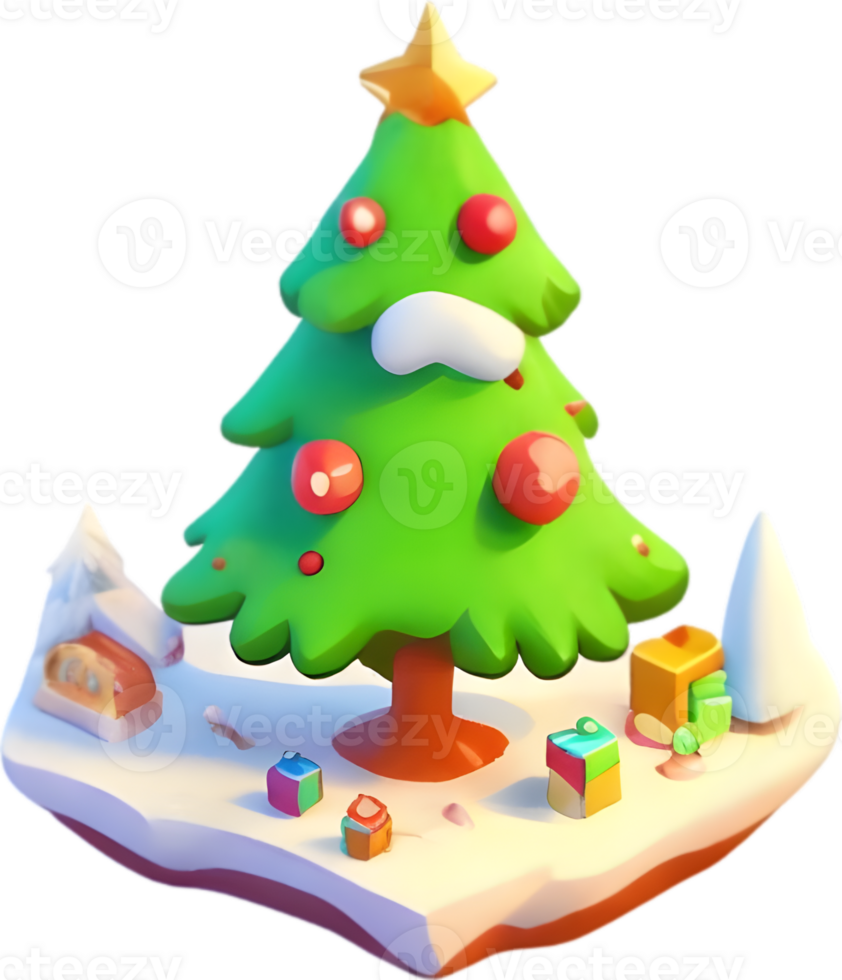 AI generated christmas tree cartoon ai generative png