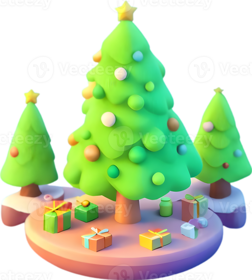 AI generated christmas tree cartoon ai generative png