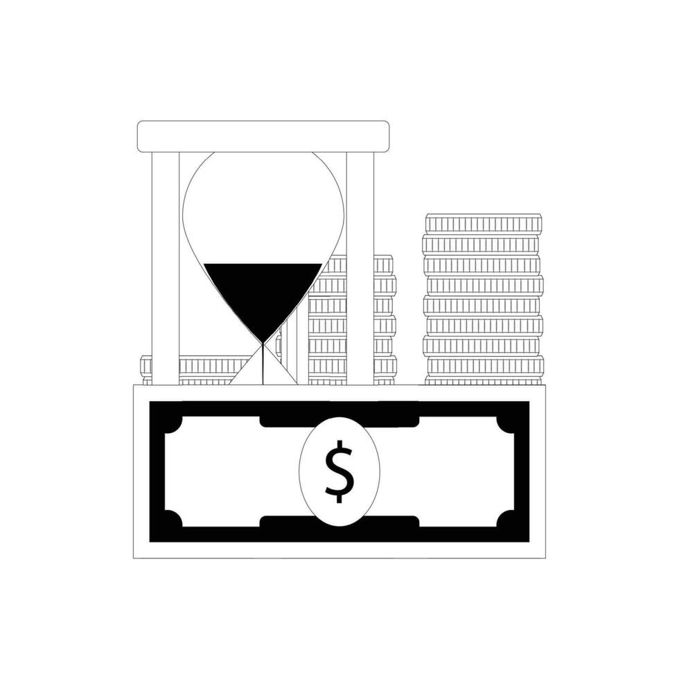 Time is money. Business money investment, efficiency management, vector illustration