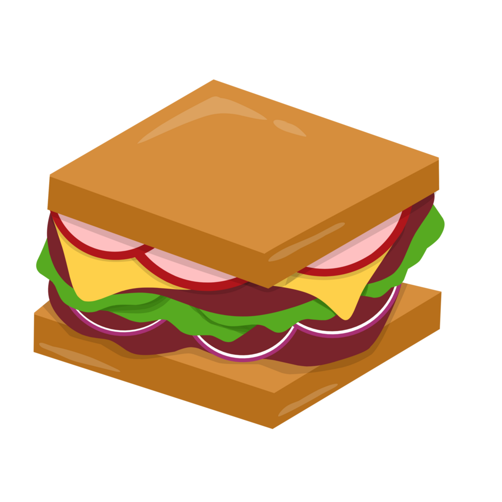 Delicious sandwich illustration with tomato and cheese png