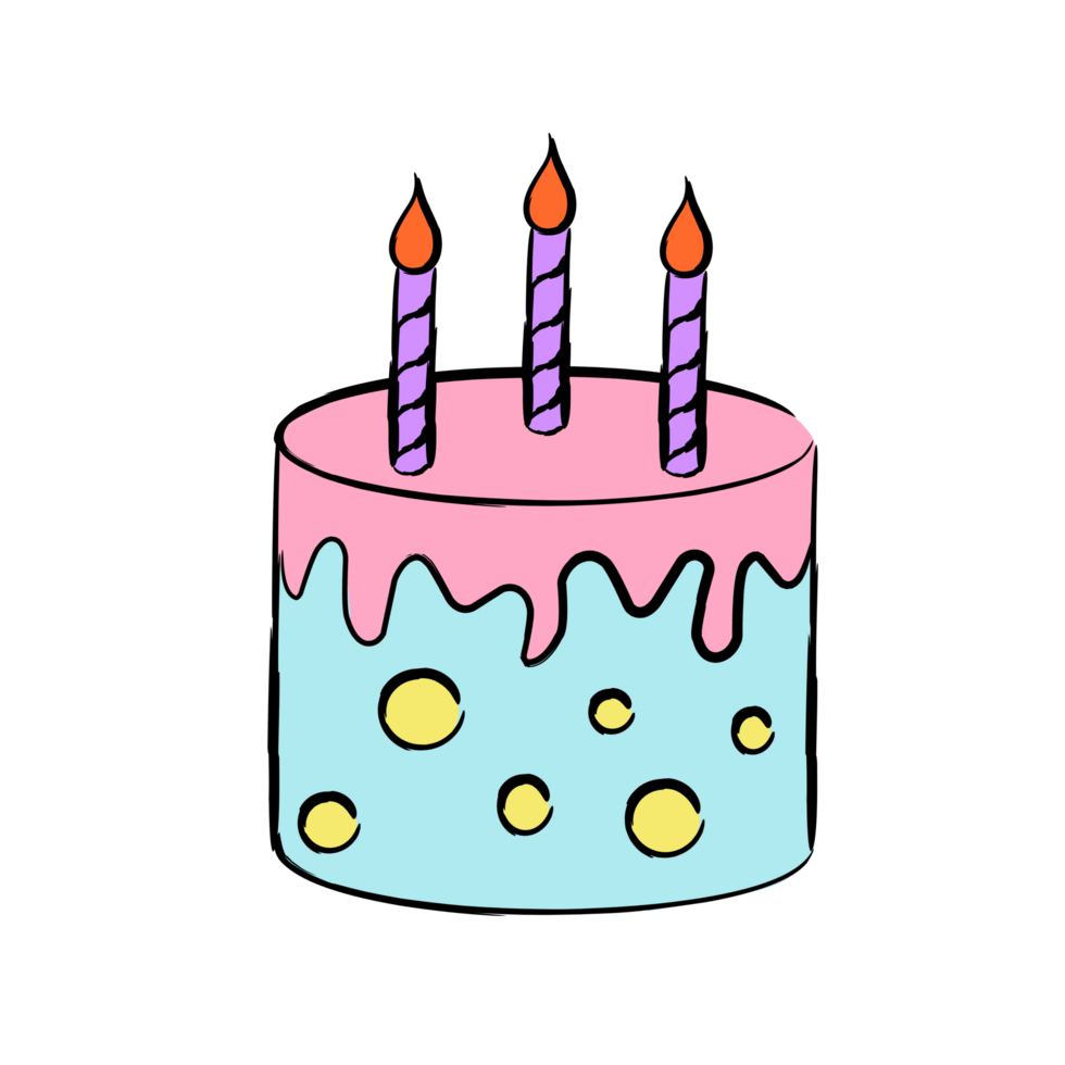 Hand drawn birthday cake png