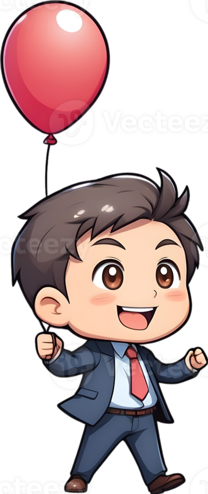 AI generated business man cartoon carry balloon ai generative png