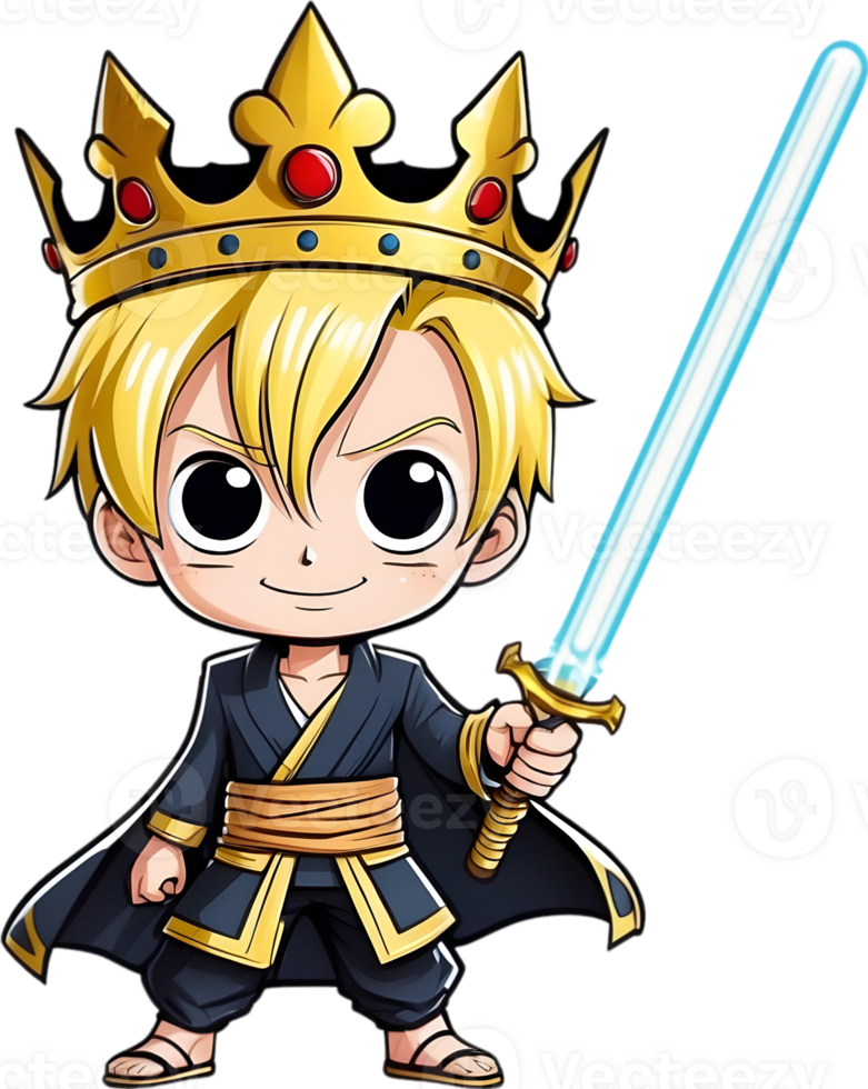 AI generated cute boy  cartoon character with saber png