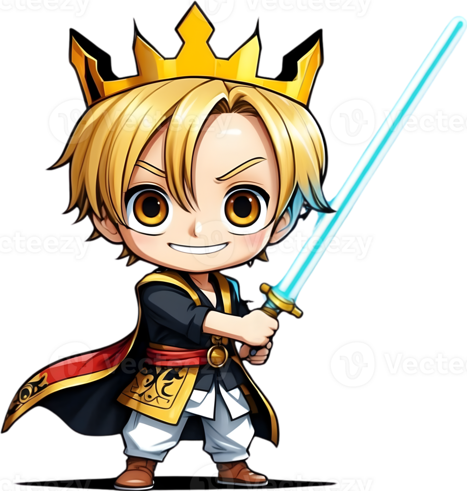 AI generated cute boy  cartoon character with saber png