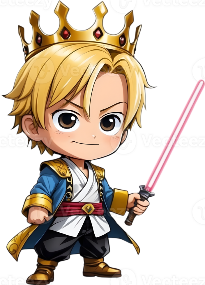 AI generated cute boy  cartoon character with saber png