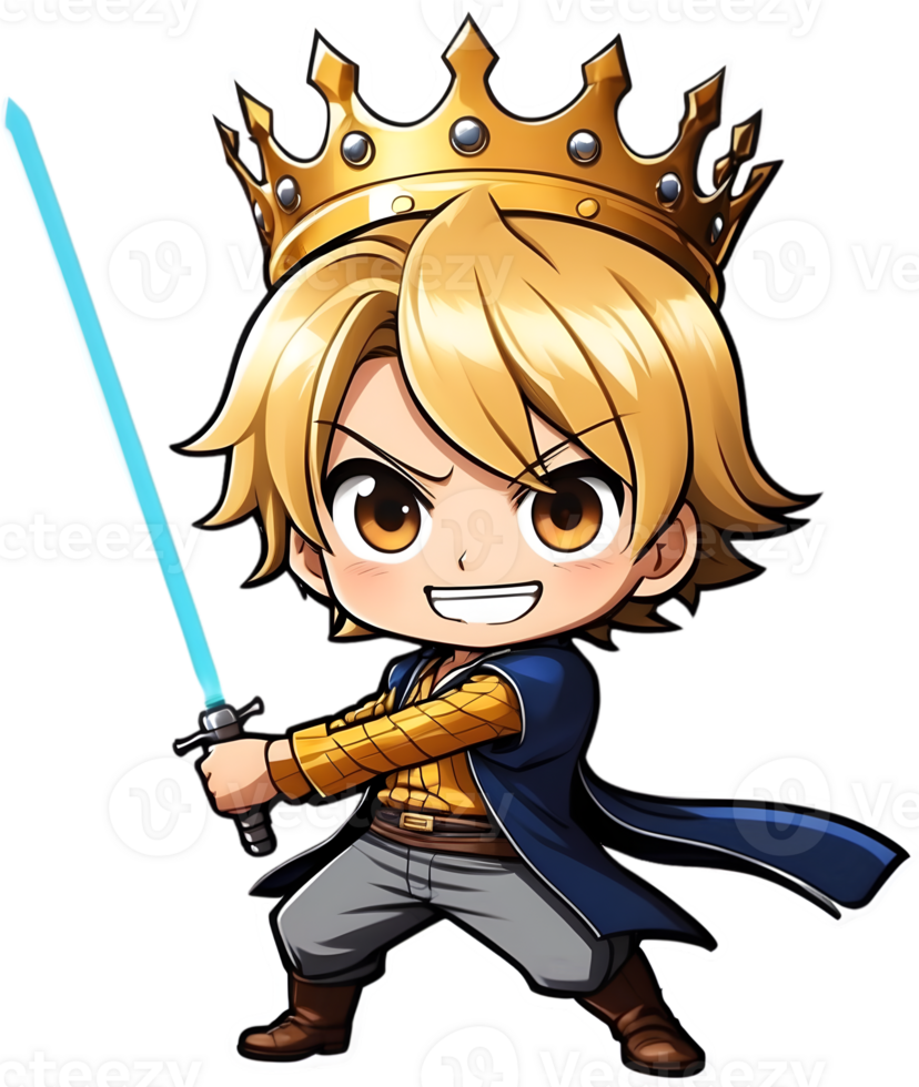 AI generated cute boy  cartoon character with saber png