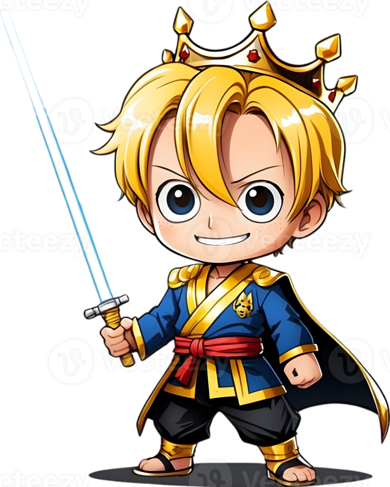 AI generated cute boy  cartoon character with saber png