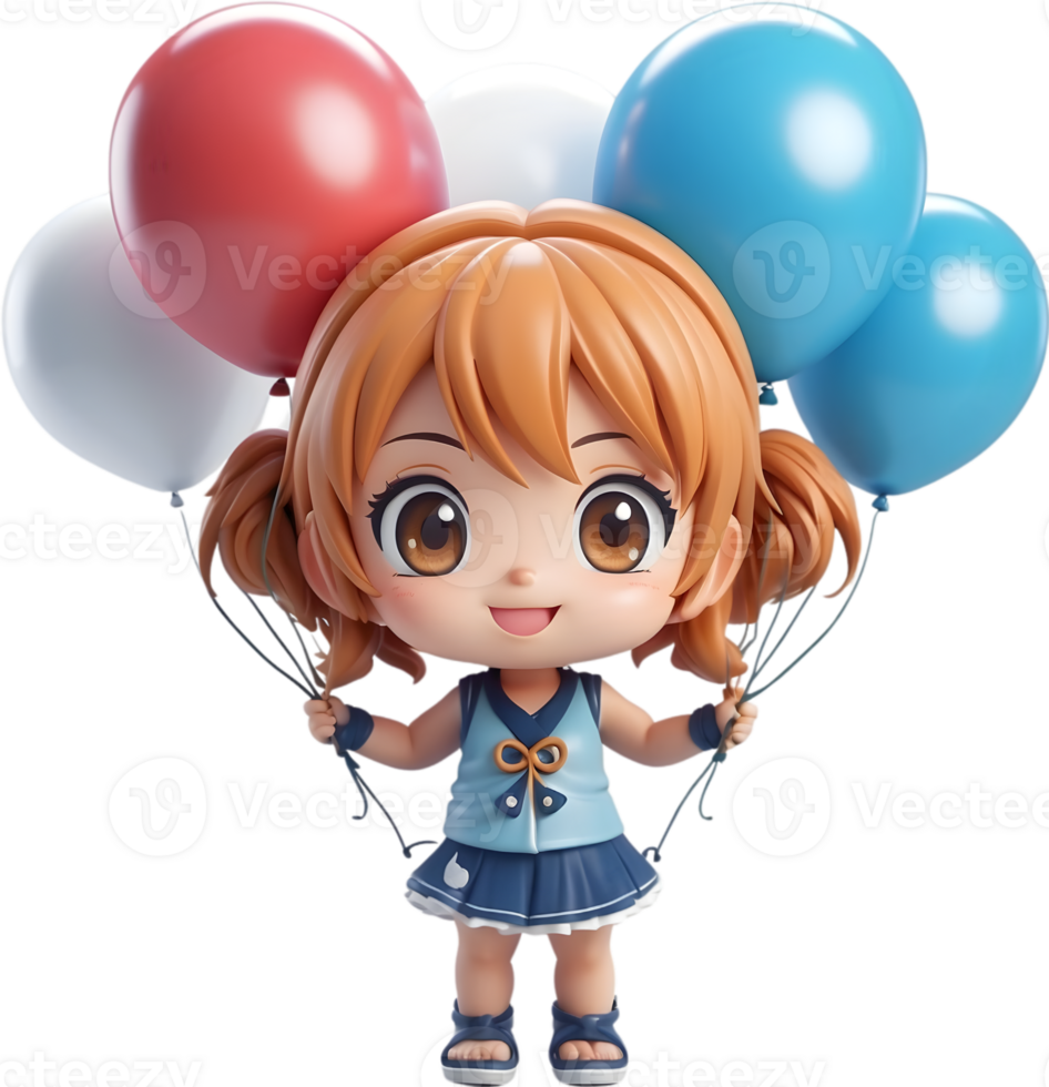 AI generated an anime girl with balloons on her head ai generative png