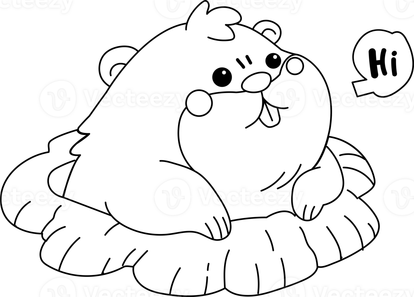 Groundhog say Hi hand draw full-color cartoon style illustration set png