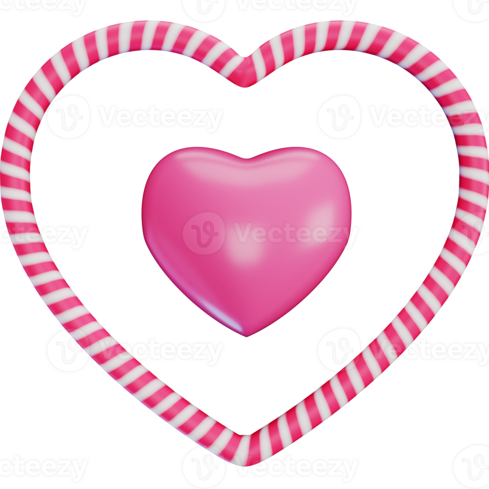 Heart 3D shape icon concept for all about love and Valentine elements png