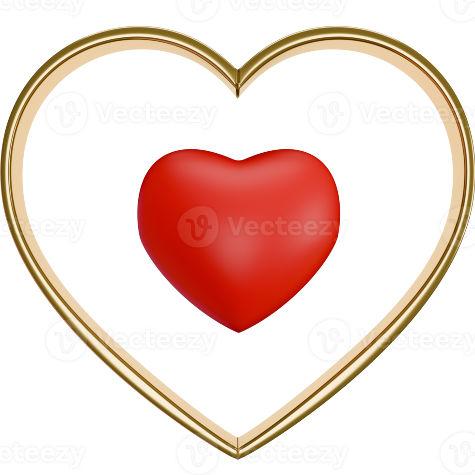 Heart 3D shape icon concept for all about love and Valentine elements png