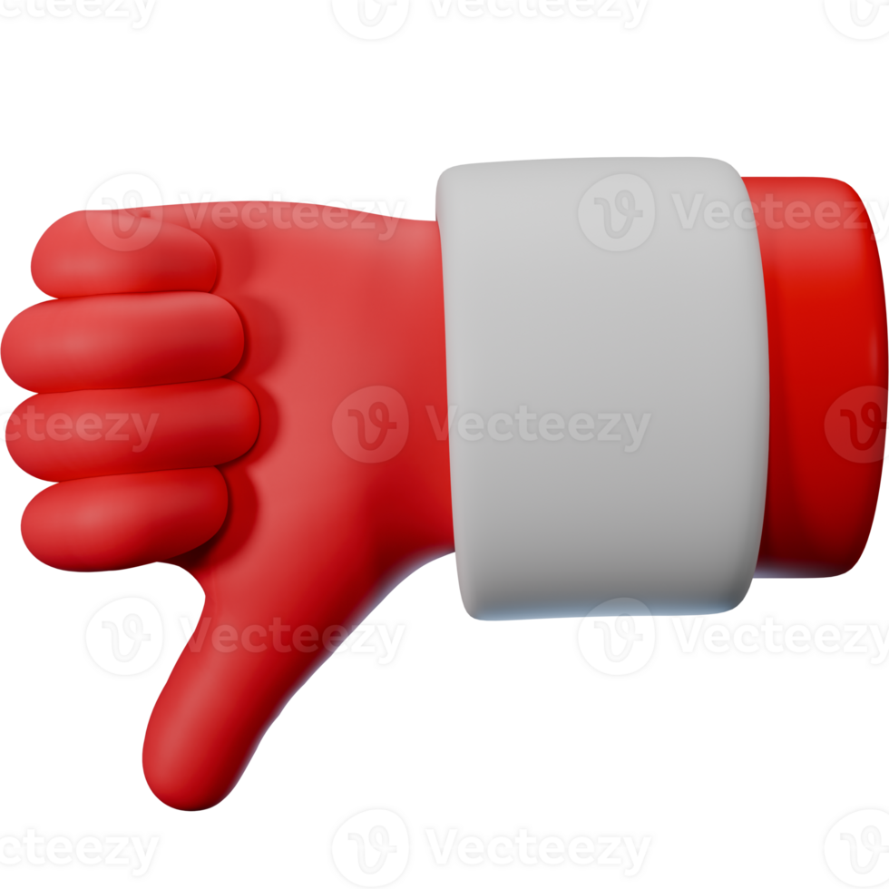 Santa claus hand sign 3D render cartoon style icon element png
