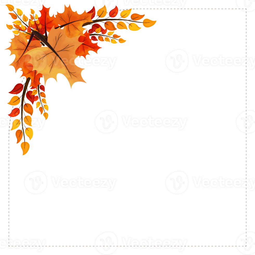 autumn leaves frame corner edge decoration board illustration design png