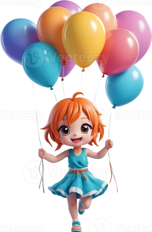AI generated an anime girl with balloons on her head ai generative png