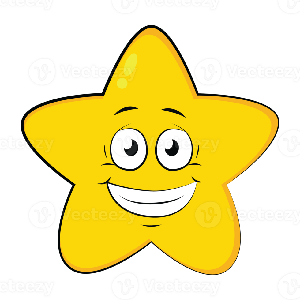 yellow star face smile grin emotion png