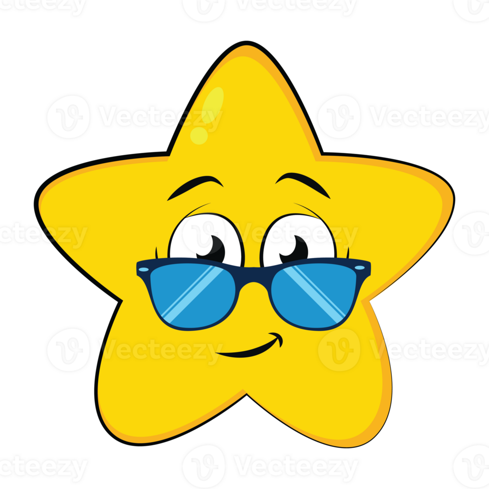 glasses cool yellow star face emotion funny design png