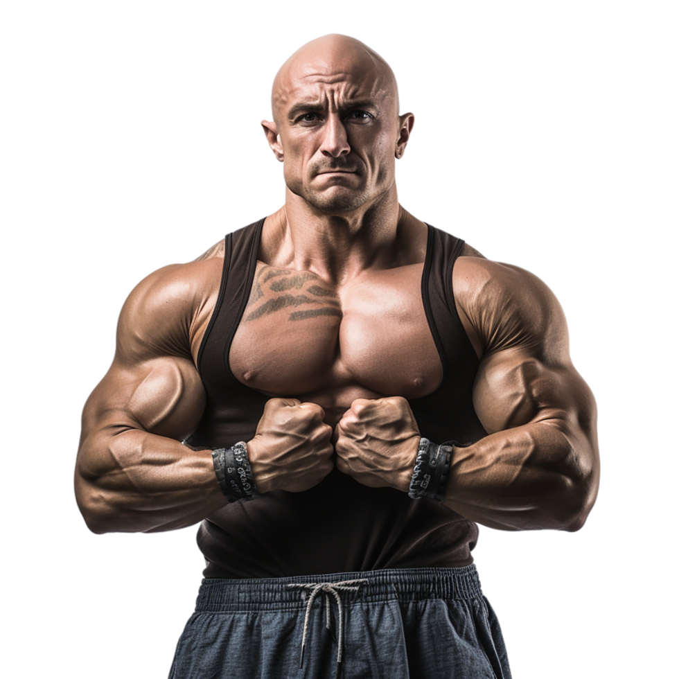 AI generated body builder man on transparent background PNG image