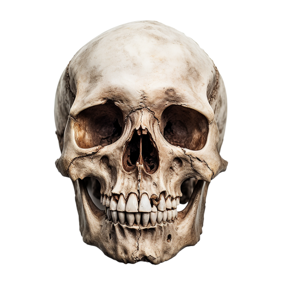 AI generated human skull on transparent background PNG image