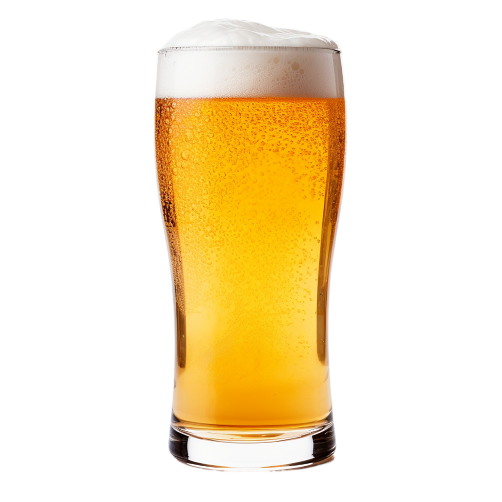 ai generado vaso de cerveza en transparente antecedentes png imagen