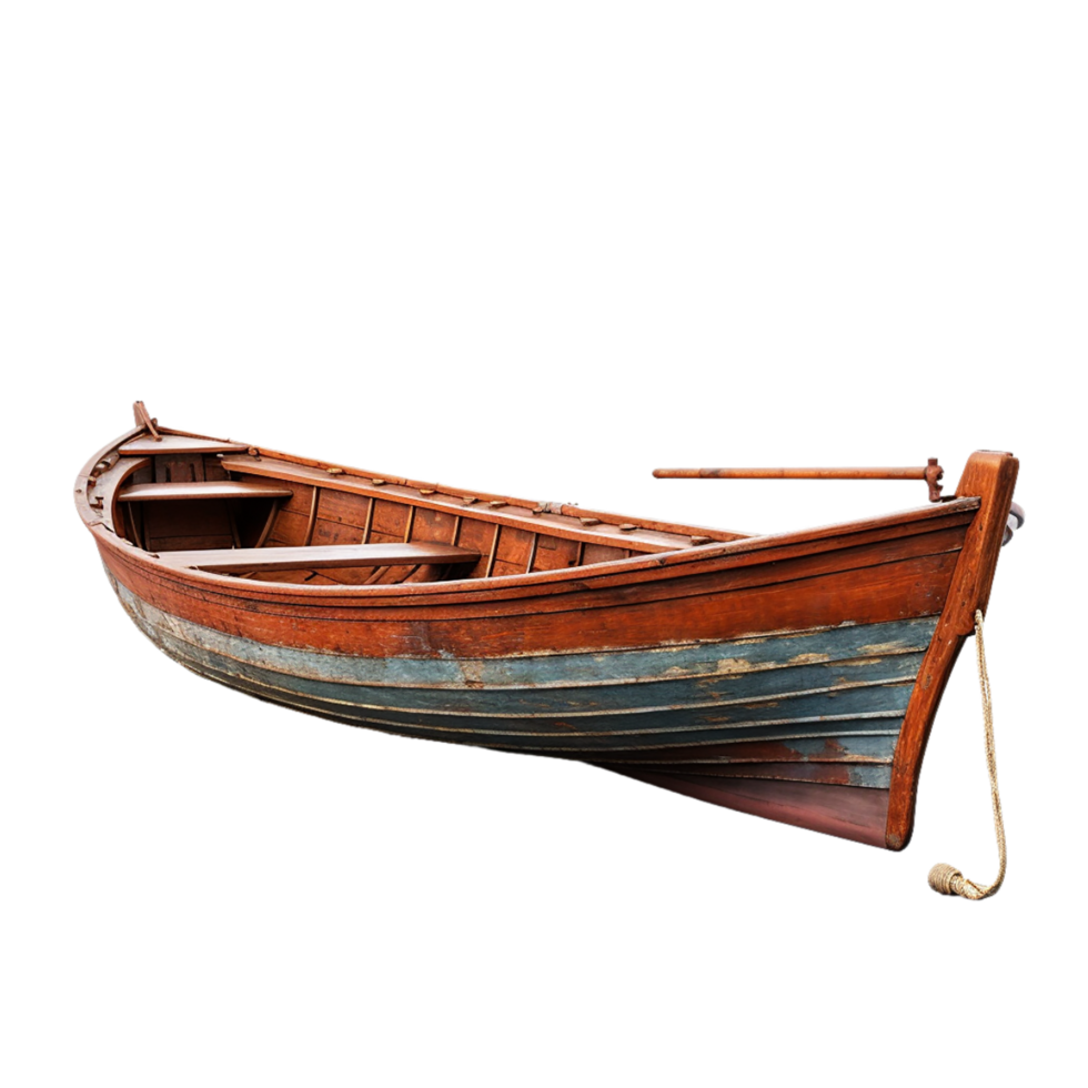 AI generated old wooden fishing boat on transparent background PNG image