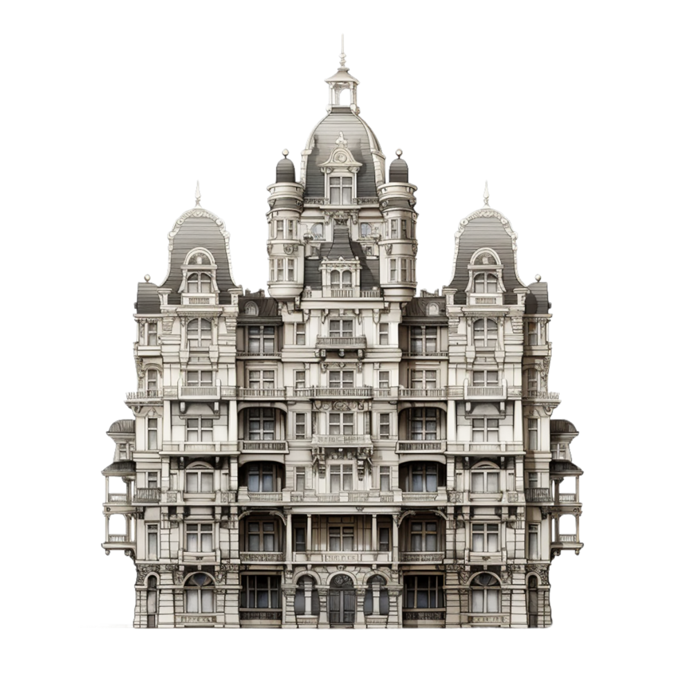 AI generated old building on transparent background PNG image