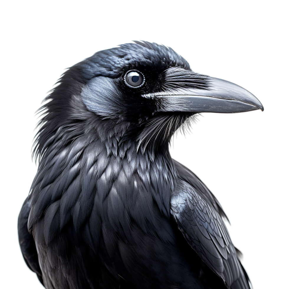 AI generated close up of a black crow on transparent background PNG image
