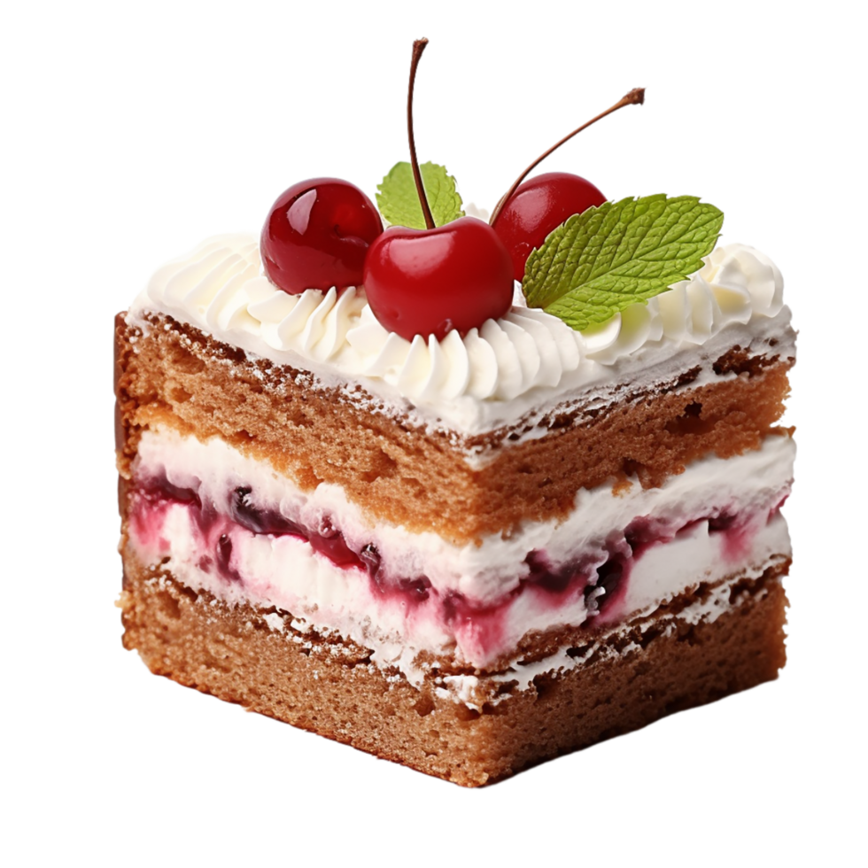 AI generated cheesecake with cherry on transparent background PNG image