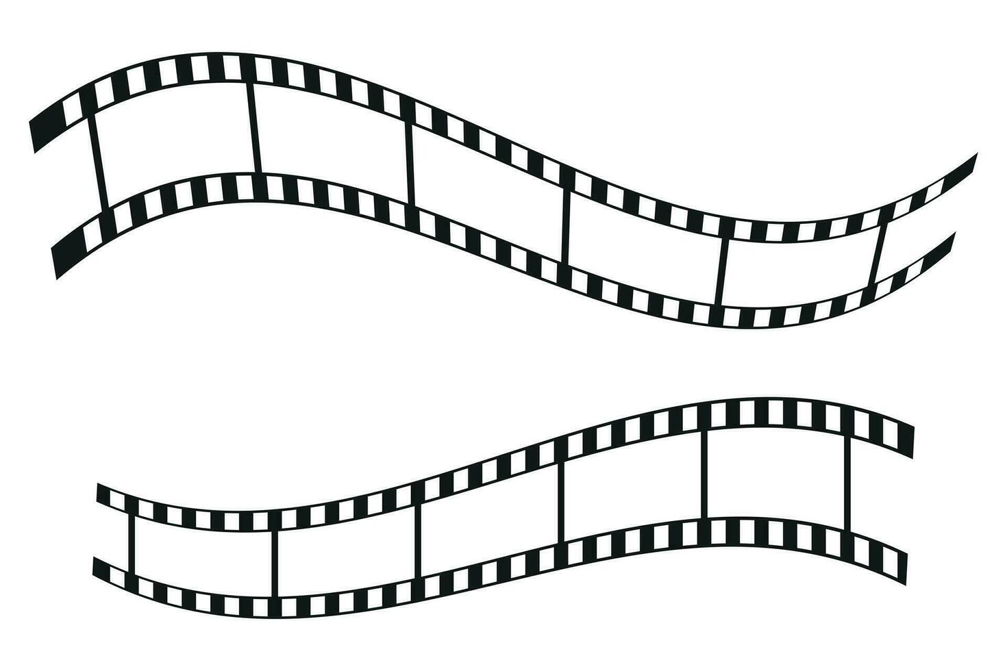 Movie film long strip, cinema or photograph camera long film strip, filmstrip roll frame vector illustration.