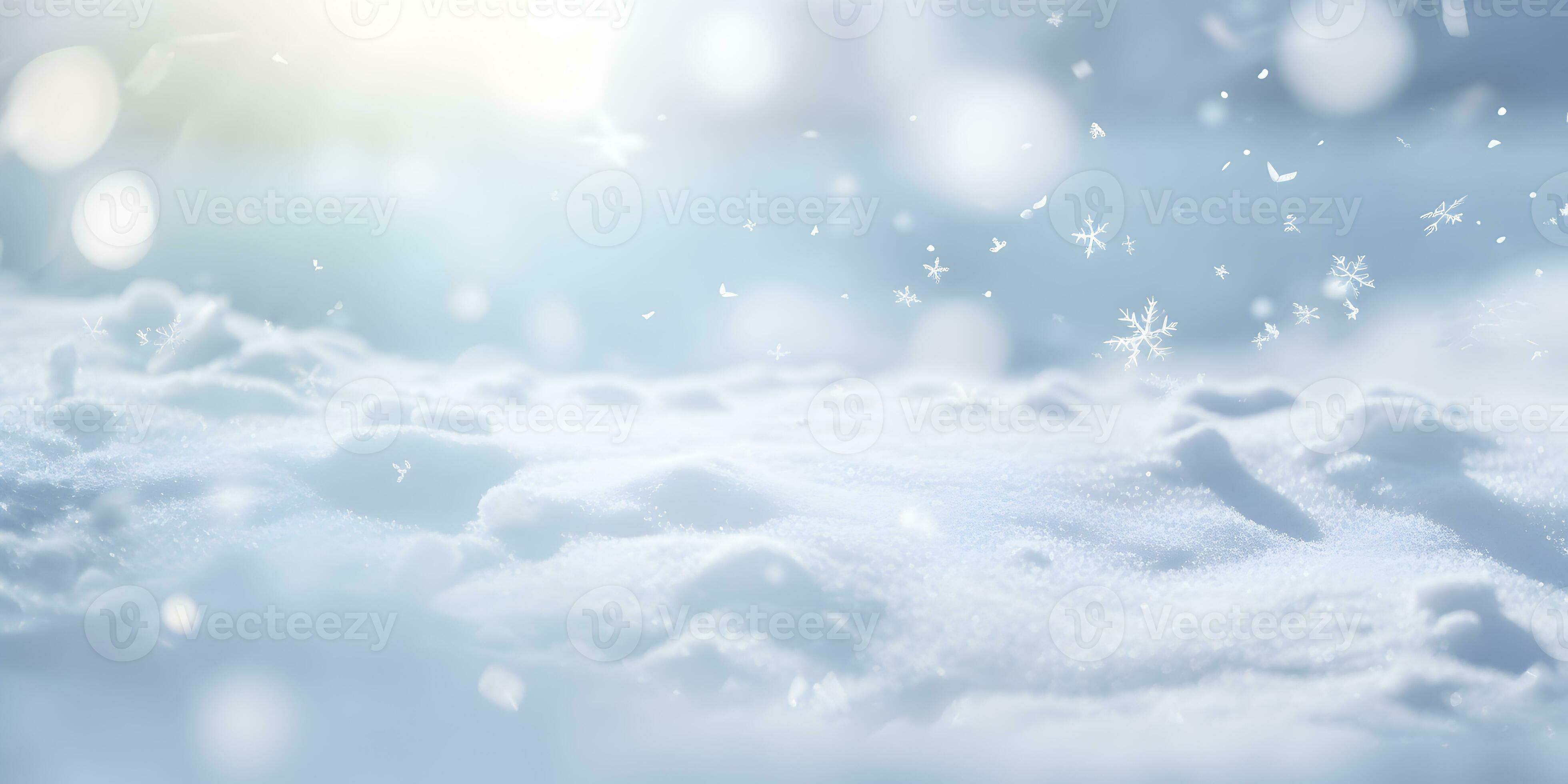 Winter snow banner background with snow drifts, with beautiful light