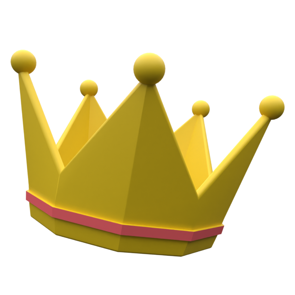unique 3d render yellow crown icon illustration.Realistic vector illustration. png