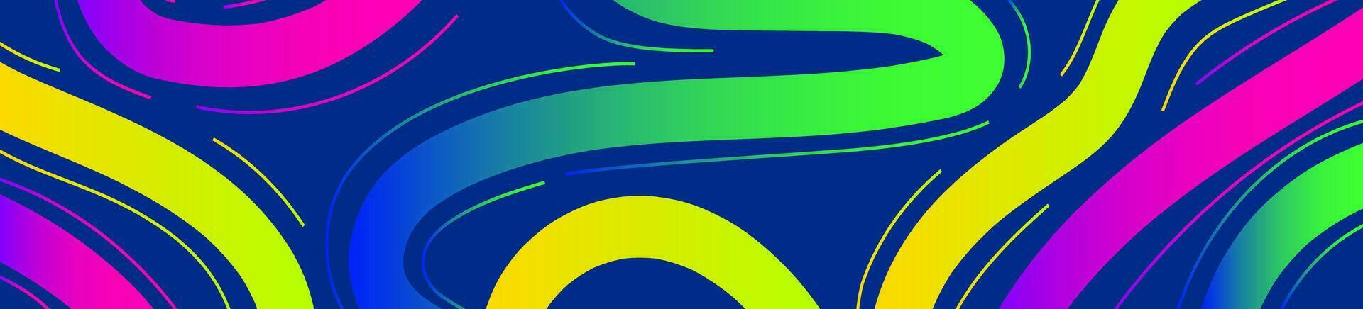 Banner abstract line neon color style vector