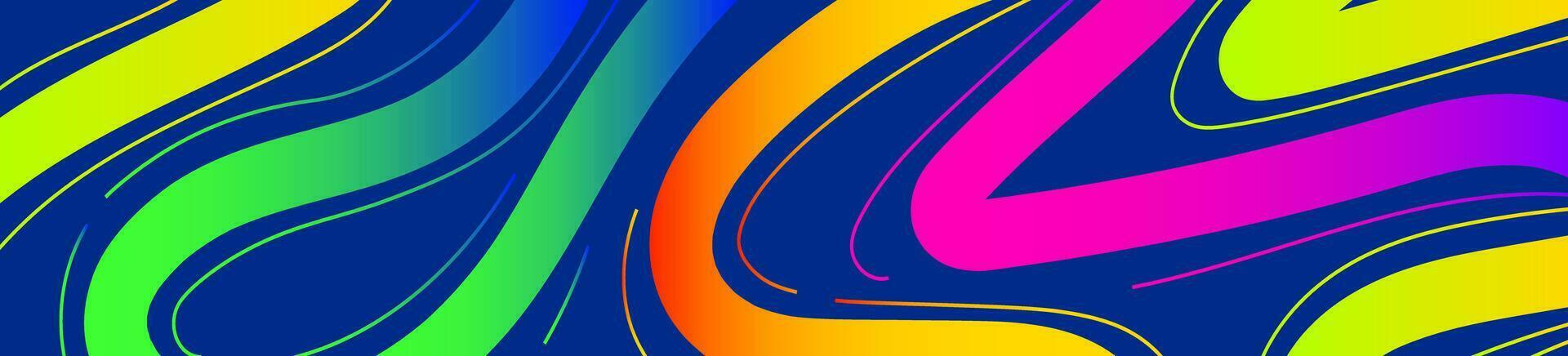 Banner abstract line neon color style vector