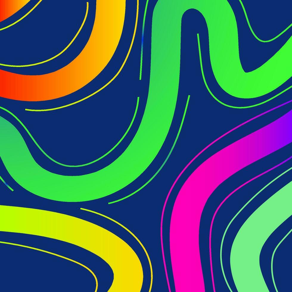 Banner abstract line neon color style square shape vector