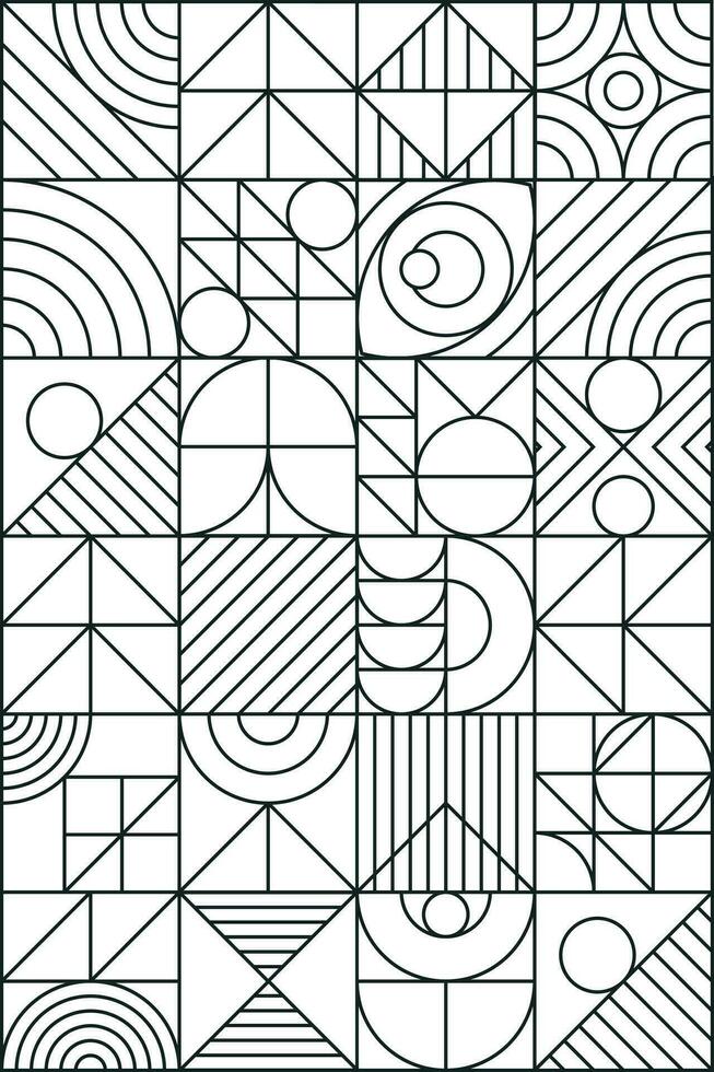 Geometry pattern black line minimal 20s bauhaus style vector
