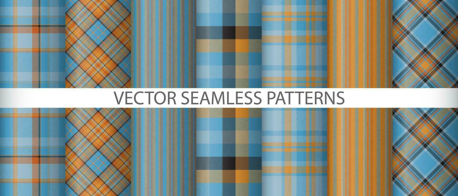 Set texture background plaid. Seamless textile tartan. Fabric pattern check vector. vector