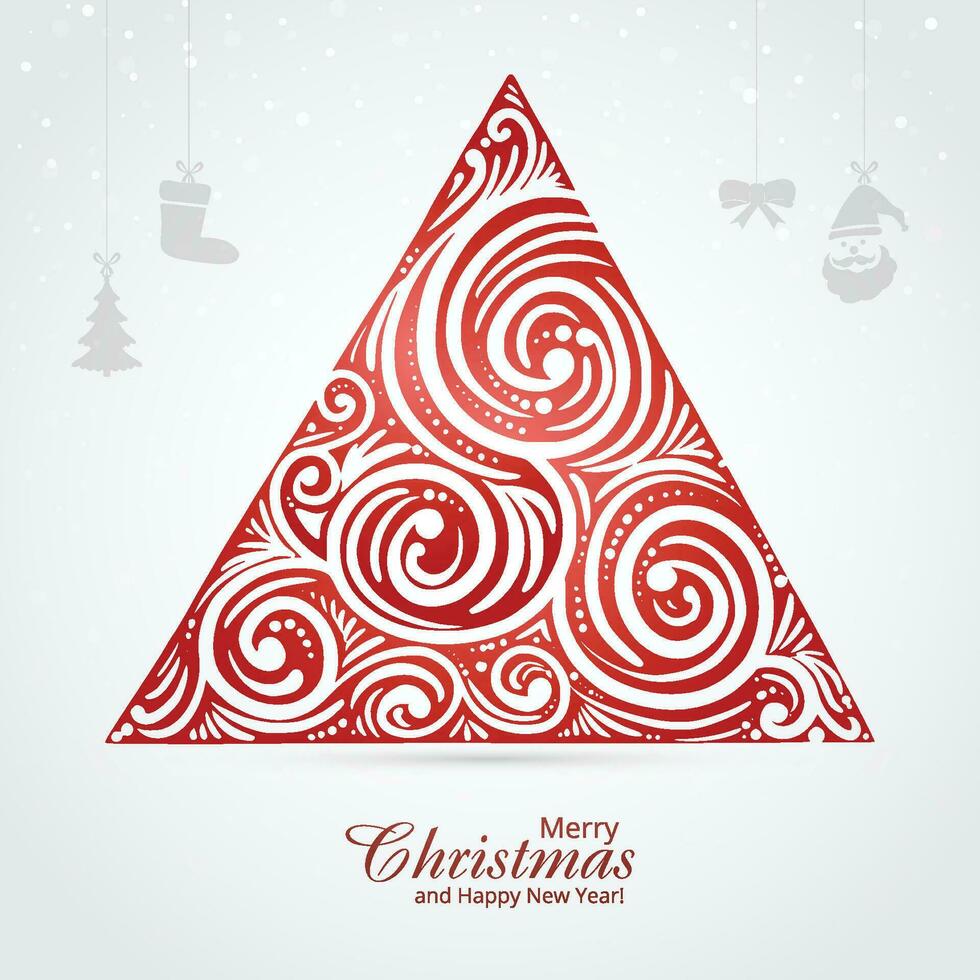 Elegant christmas tree beautiful card background vector