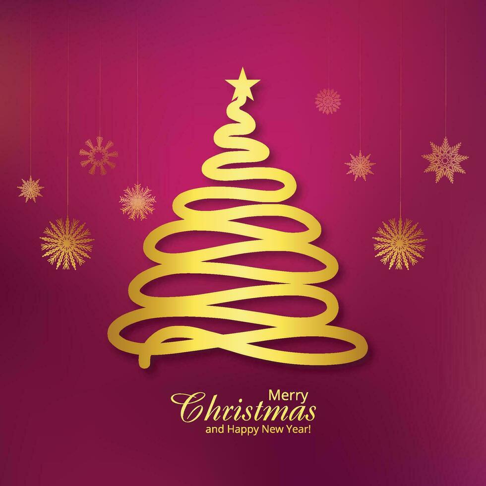 Beautiful merry christmas tree card holiday background vector