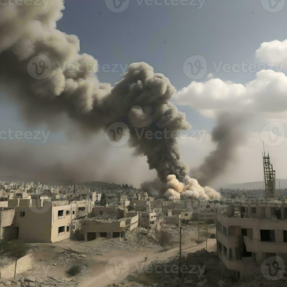 AI generated Very violent aerial bombardment in GAZA Palestine by ai generated photo