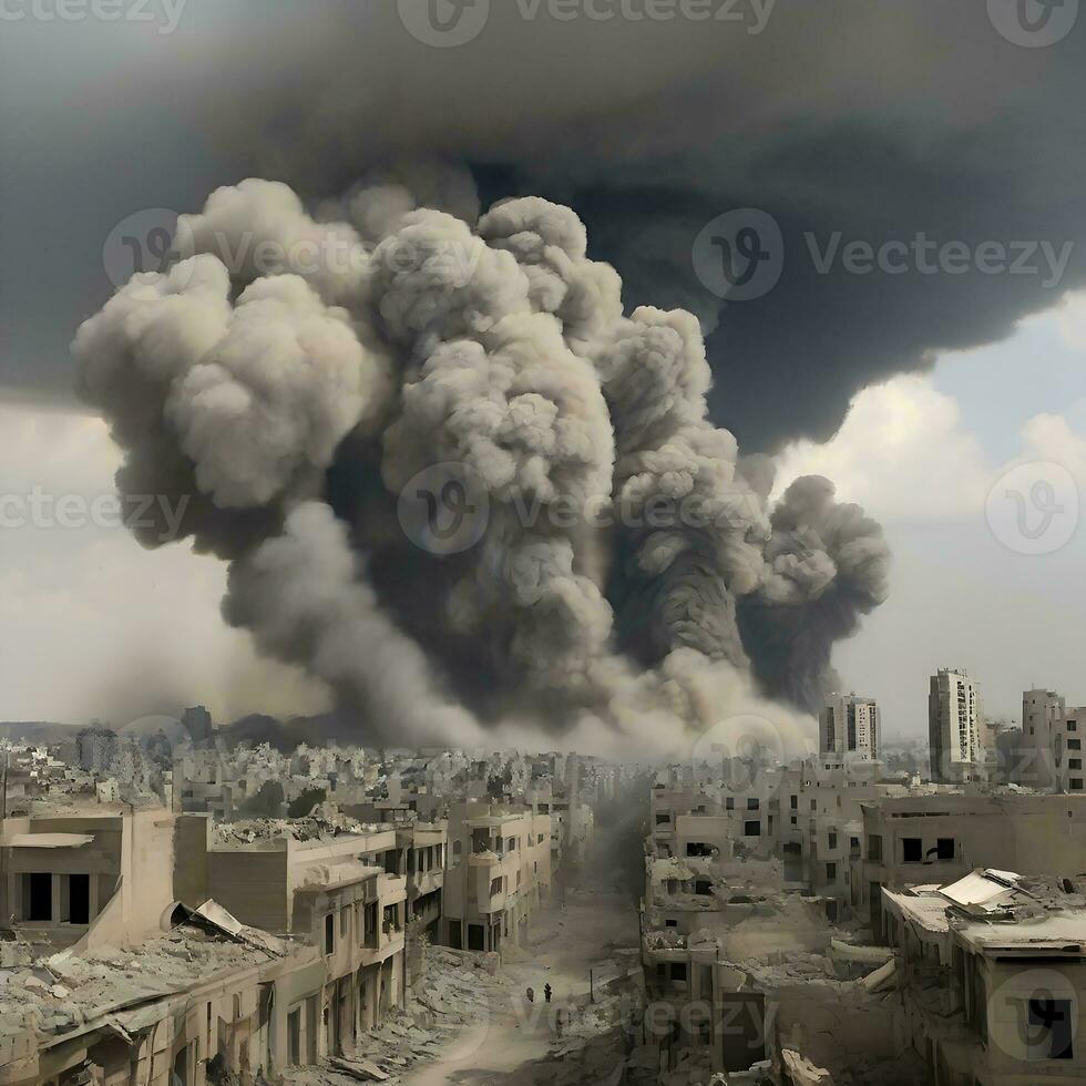 AI generated Very violent aerial bombardment in GAZA Palestine by ai generated photo