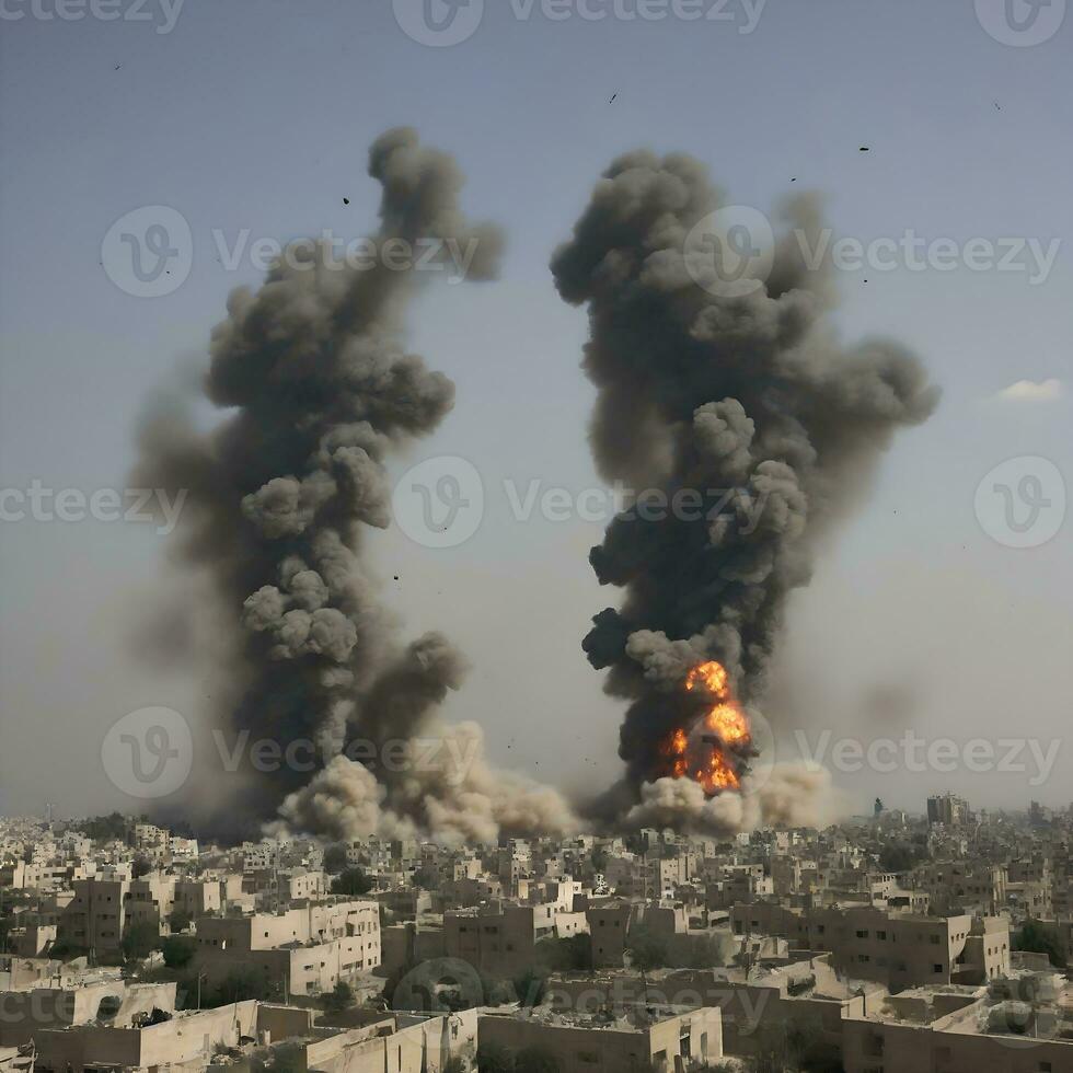 AI generated Very violent aerial bombardment in GAZA Palestine by ai generated photo